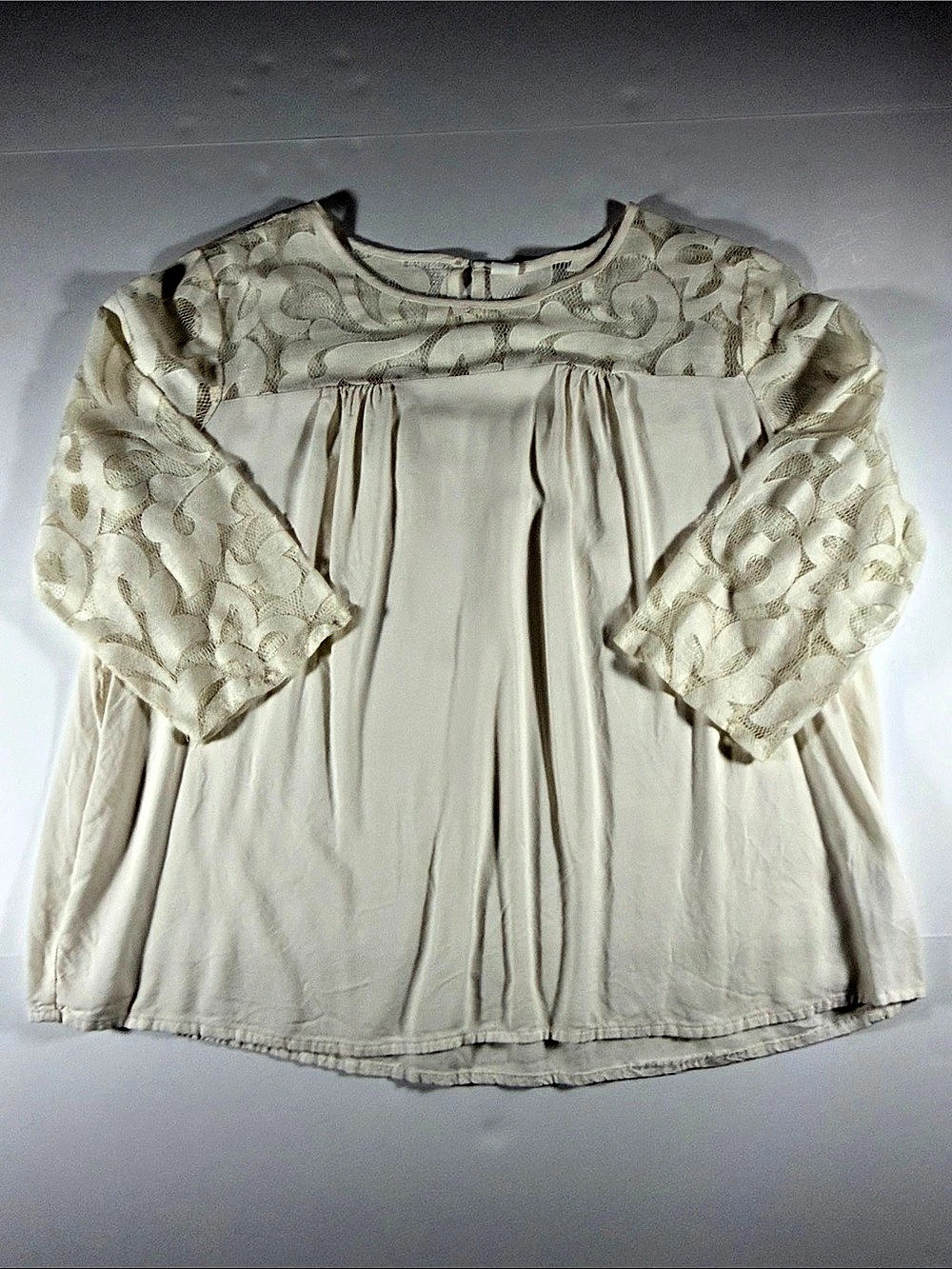 Old Navy Floral Lace Sleeve Blouse Size Large